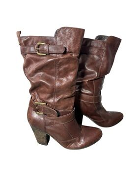 Aldo Brown Mid-Calf Leather Boots Size 8